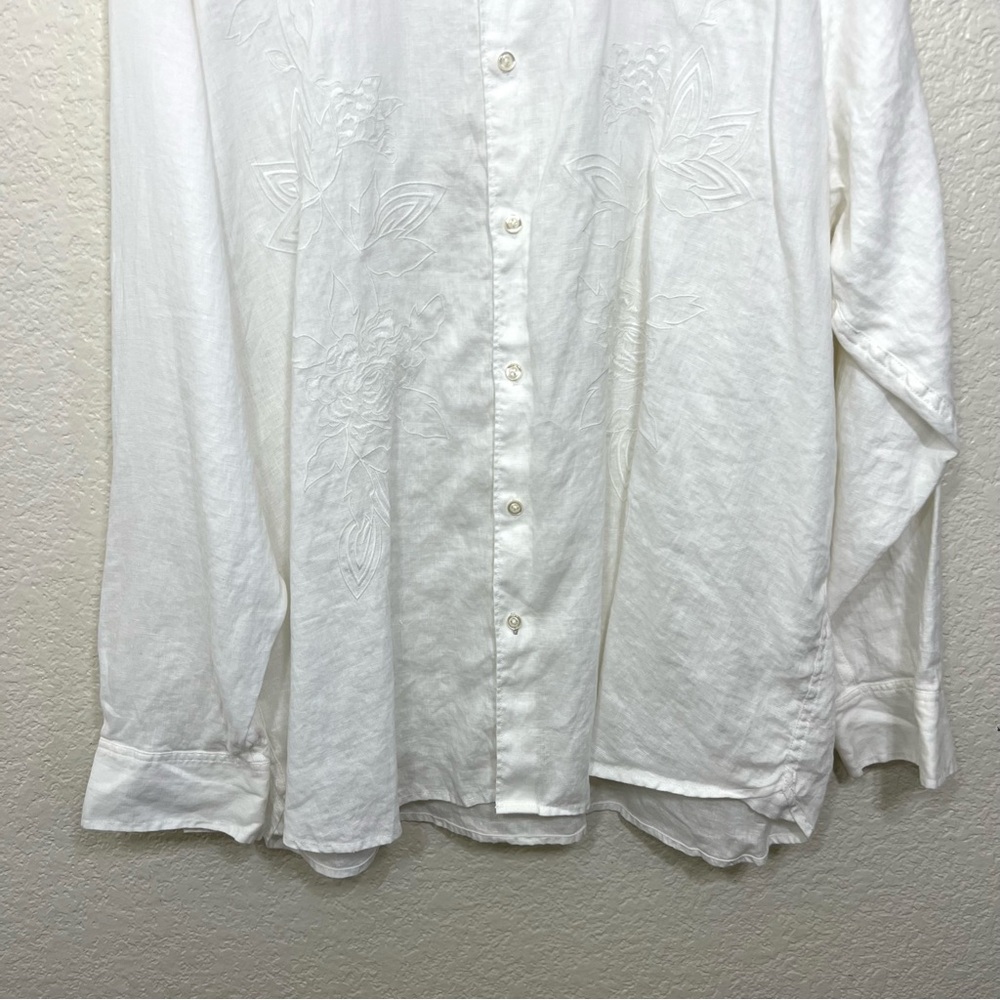 Tommy Bahama Men’s White Linen Button Down Long Sleeve Shirt Embroidered XXL - Picture 7 of 12
